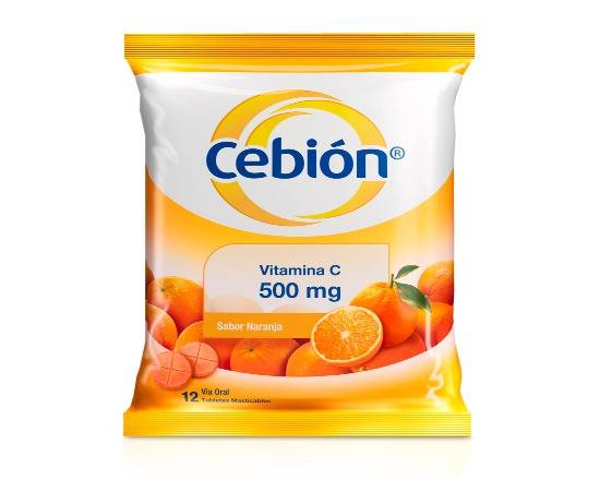 Cebión vitamina c tabletas 500 mg (naranja) (12 un)