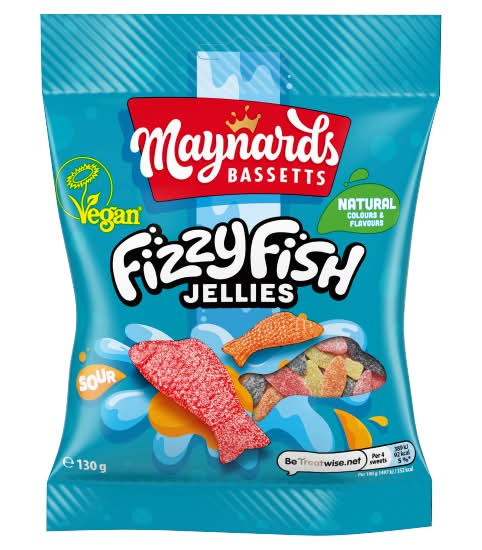 Maynards Bassetts Assorted, Fizzy Fish Jellies (130g)