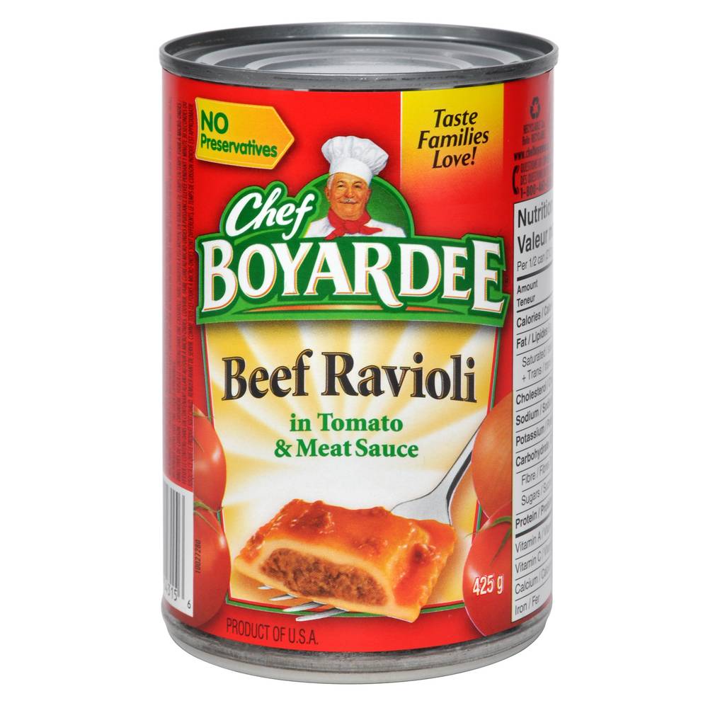 Chef boyardee ravioli au bœuf à la sauce tomate et viande de chef boyardeemd (425 g) - beef ravioli in tomato and meat sauce (425 g)