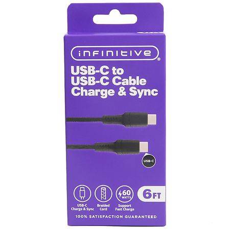 Infinitive USB C to C Braided Cable Black - 6 ft 1.0 ea
