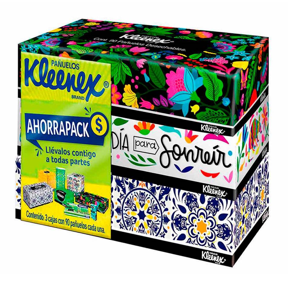 Kleenex · Pañuelos faciales desechables de doble hoja (3 x 90 un)