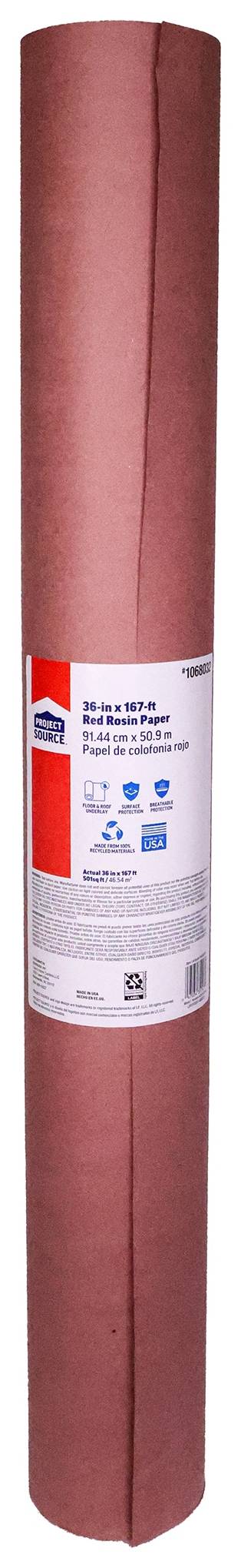 Project Source 36-in x 167-ft Non-adhesive Red rosin paper | 35147LWS