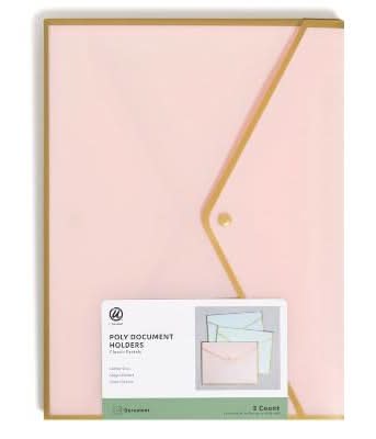 Les Produits U Poly Document Holders With Snap Cover Pastels, Assorted (3 ct)