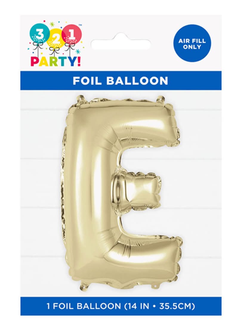 321 Party! 14" Foil Gold "E" Letter Balloon