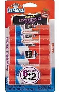 Elmer's School Glue Sticks, 0.21 oz., Purple, 6/Pack (E1591/E1560)