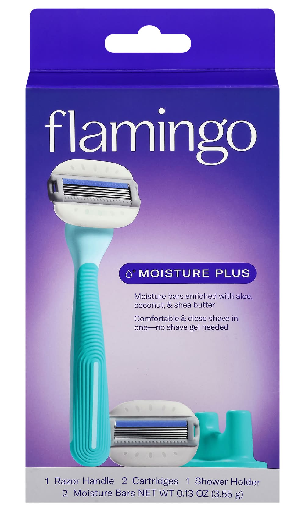 Flamingo Moisture Plus With Razor Blade Cartridges, Women, Seafoam