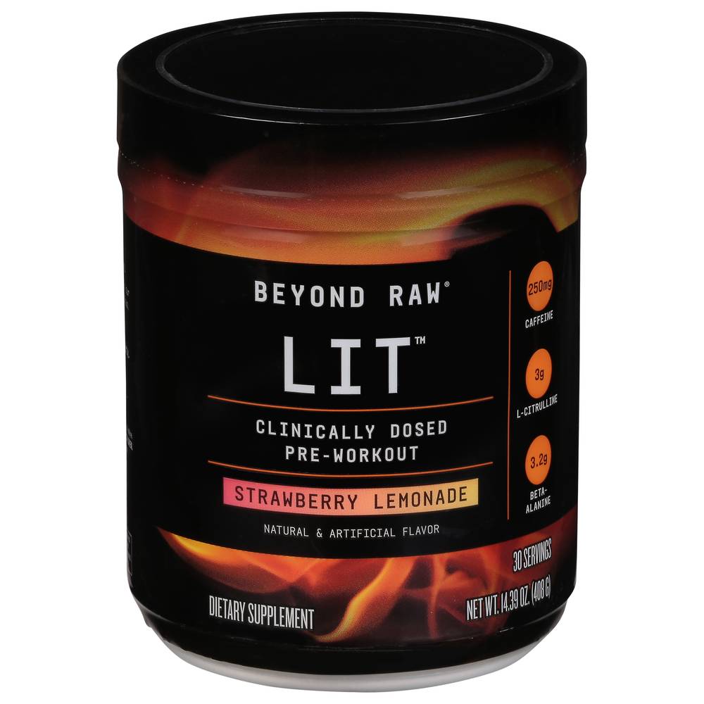 Beyond Raw Lit Strawberry Lemonade Clinically Dosed Pre-Workout Dietary Supplement (14.39 oz)