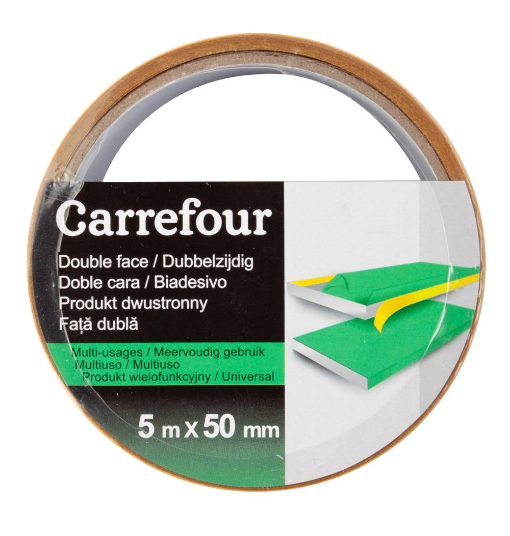 Carrefour - Ruban adhésif double face multi usages (5mx50mm)
