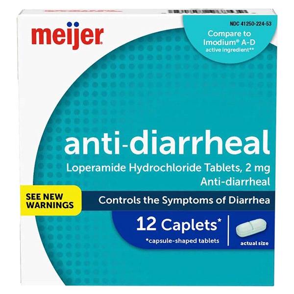 Meijer Loperamide Hydrochloride Tablets, 2 mg, Anti-Diarrheal, 12 Count