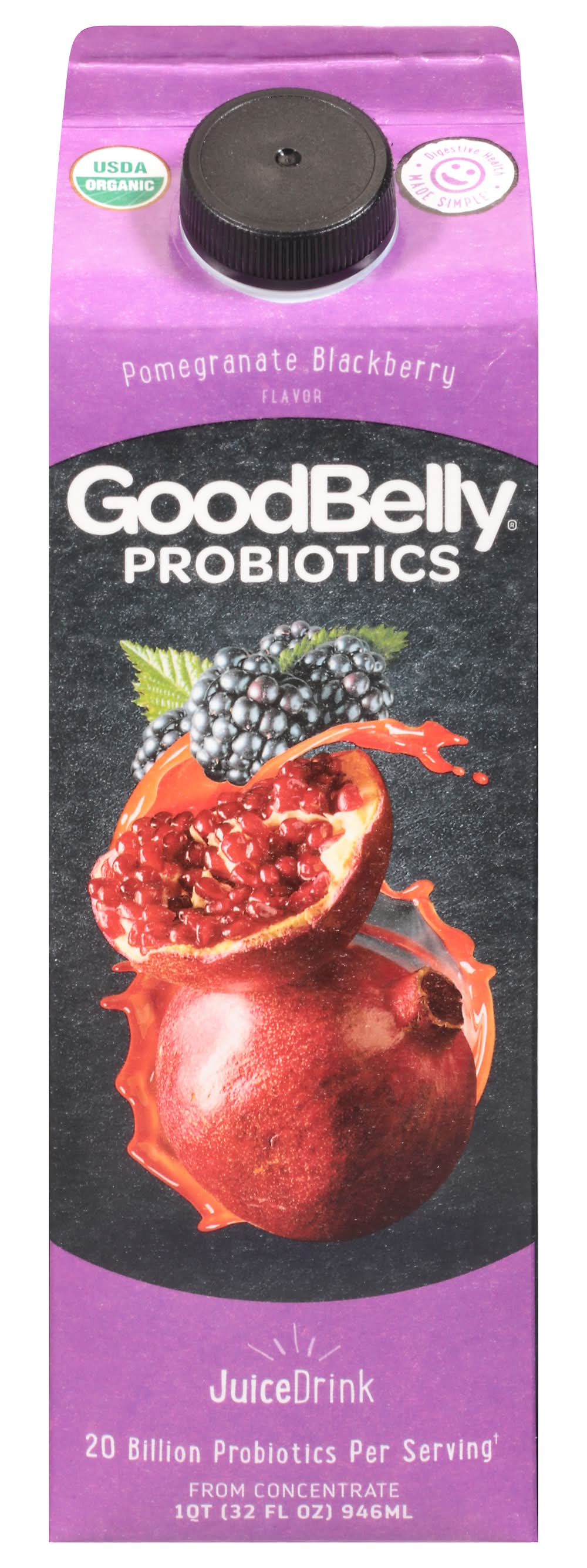 GoodBelly Probiotics Juice Drink, Pomegranate- Blackberry (32 fl oz)