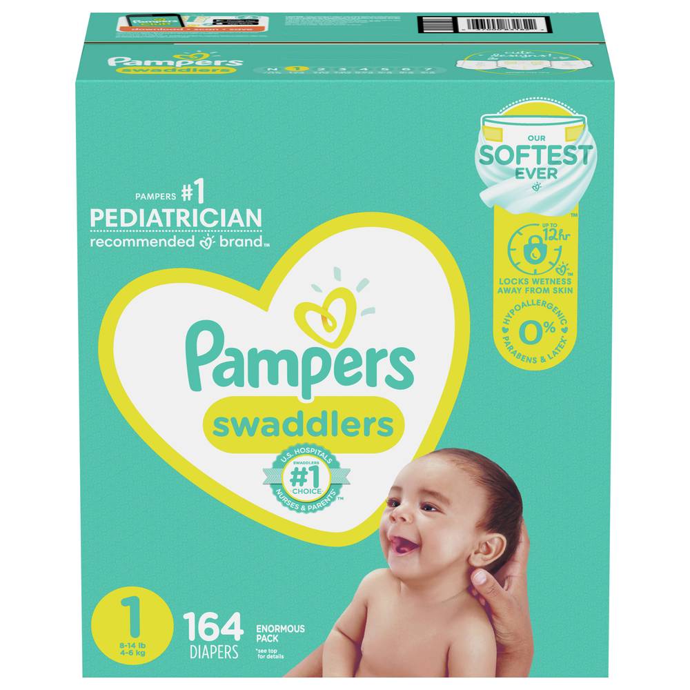 Pampers Swaddlers Softest Diapers (164 ct)