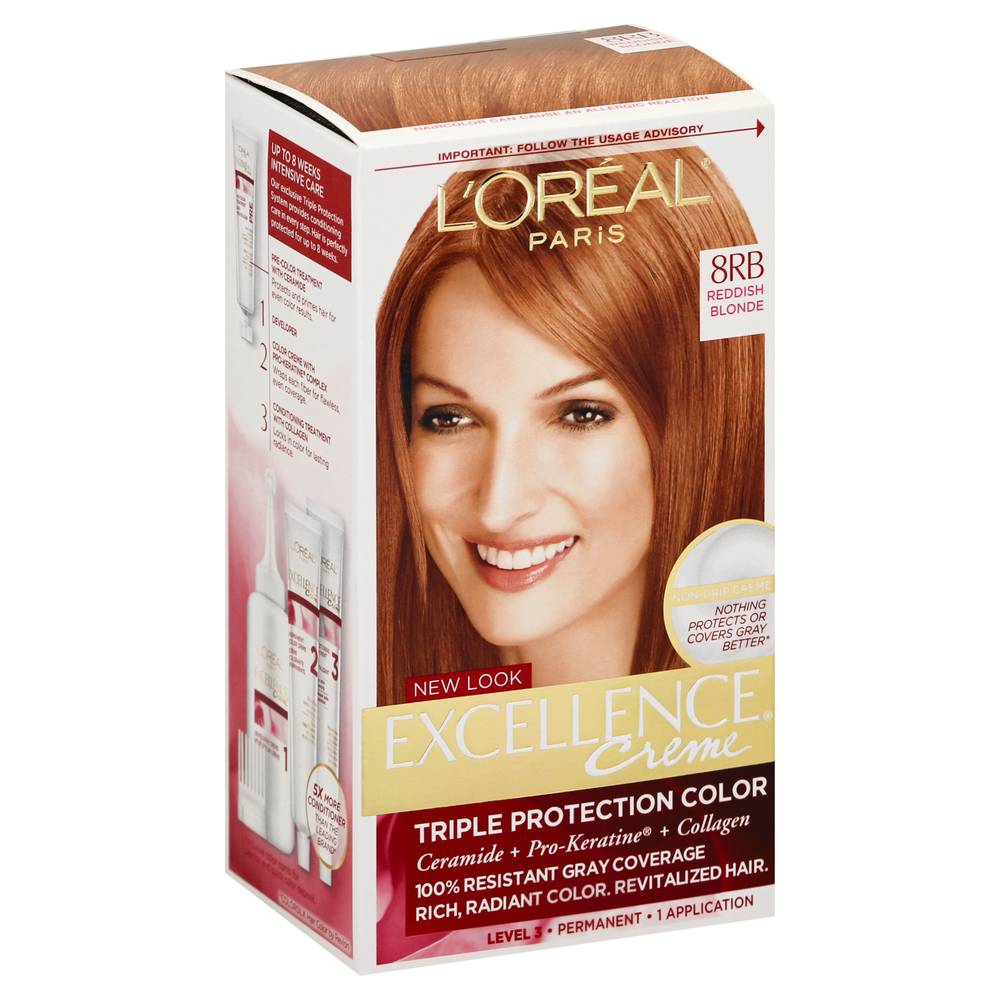 L'Oréal 8Rb Reddish Blonde Excellence Creme Permanent Color (9.6 oz)