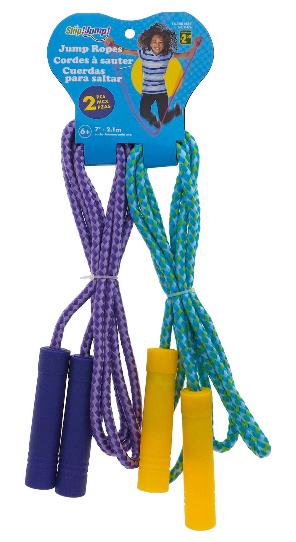 Skip Jump Rope With Plastic Handles, 2.1 m, Assorted (2 ct)