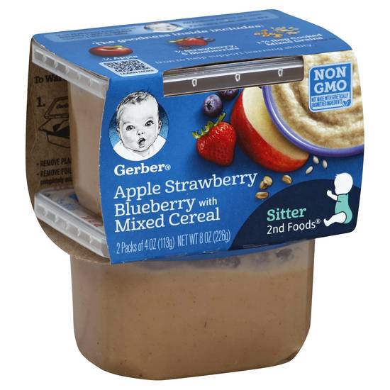 Gerber 2nd Foods Apple Strawberry Blueberry With Mixed Cereal (2 ct)
