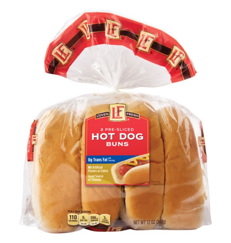 L'oven Fresh Hot Dog Buns - 8 Pack