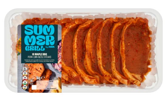 ASDA Maple Bbq, Summer Grill Pork Loin Sizzle Steaks (10 pack)