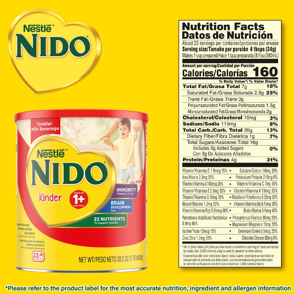 Nido Kinder Toddler Milk Beverage Drink, 1+ Years (28.2 oz)