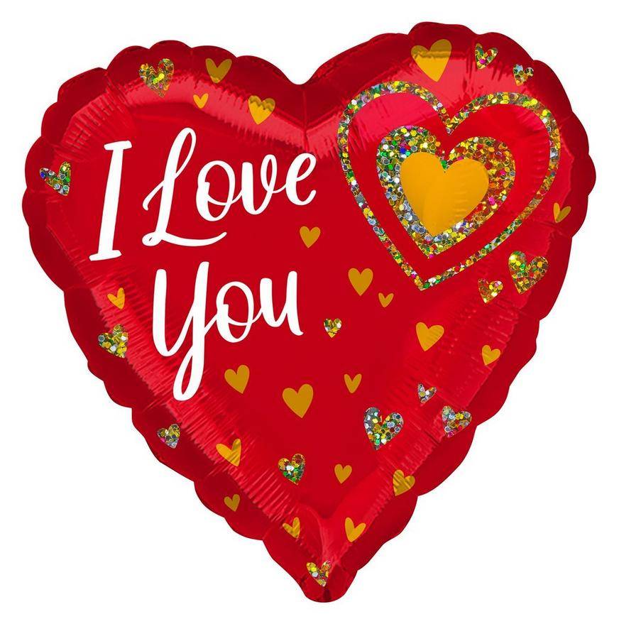 Uninflated Red Gold I Love You Heart Foil Balloon, 28in