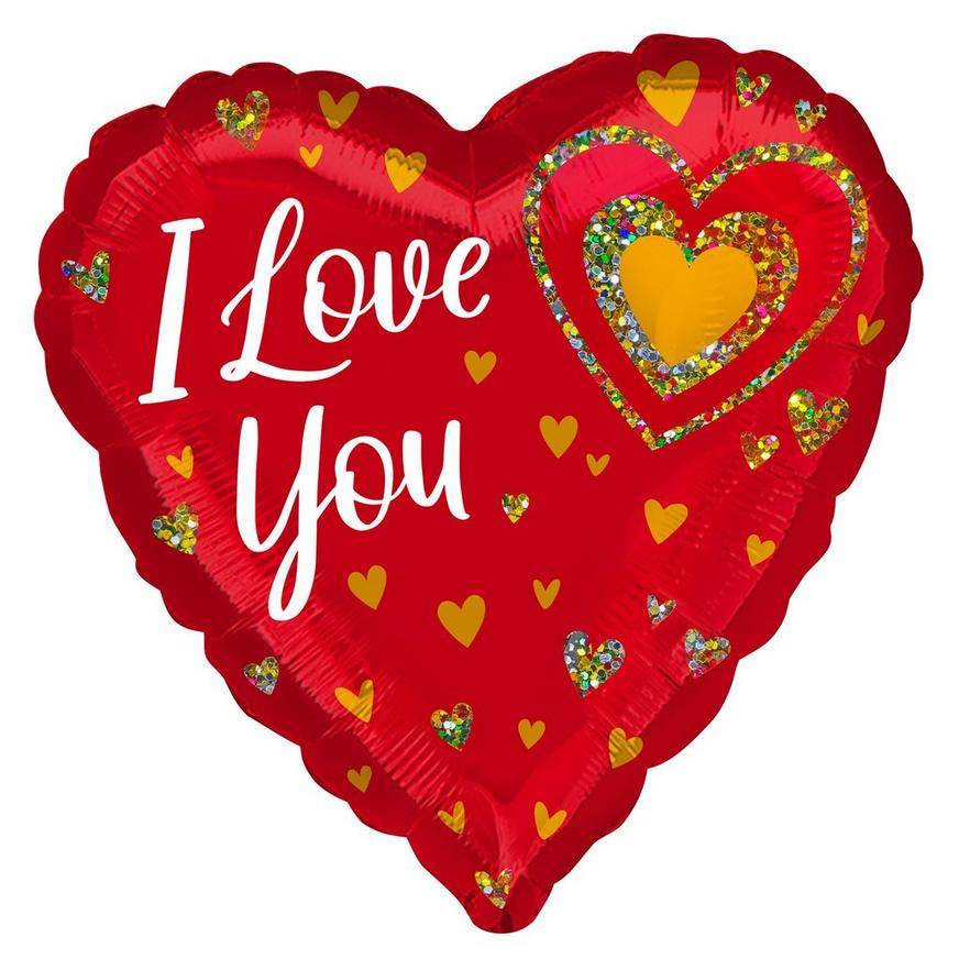 Party City Uninflated I Love You Heart Foil Balloon (28 inch/red gold)