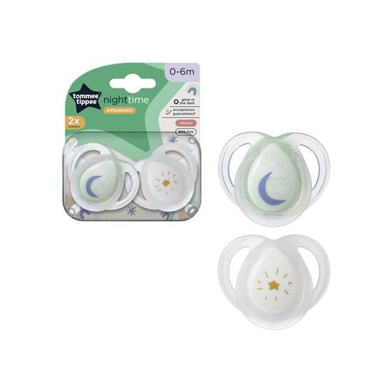Tommee Tippee Night Time Baby Dummy 2 Pack 0-6m 2 pack