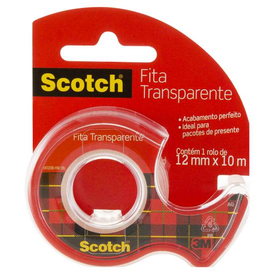 Scotch 3m fita adesiva transparente com aplicador scotch (12mm x 10m)