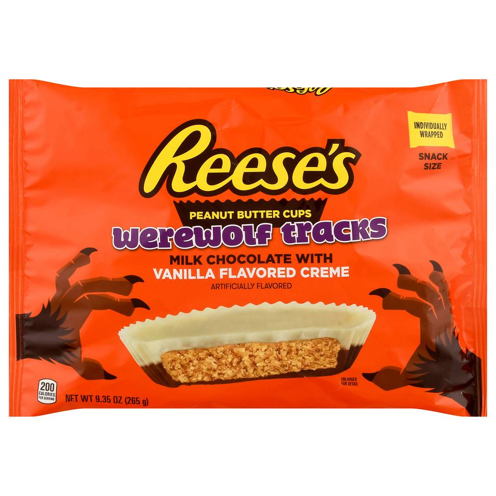 Reese's Werewolf Tracks Peanut Butter Cups Milk Chocolate Snack Size, Vanilla (9.35 oz)