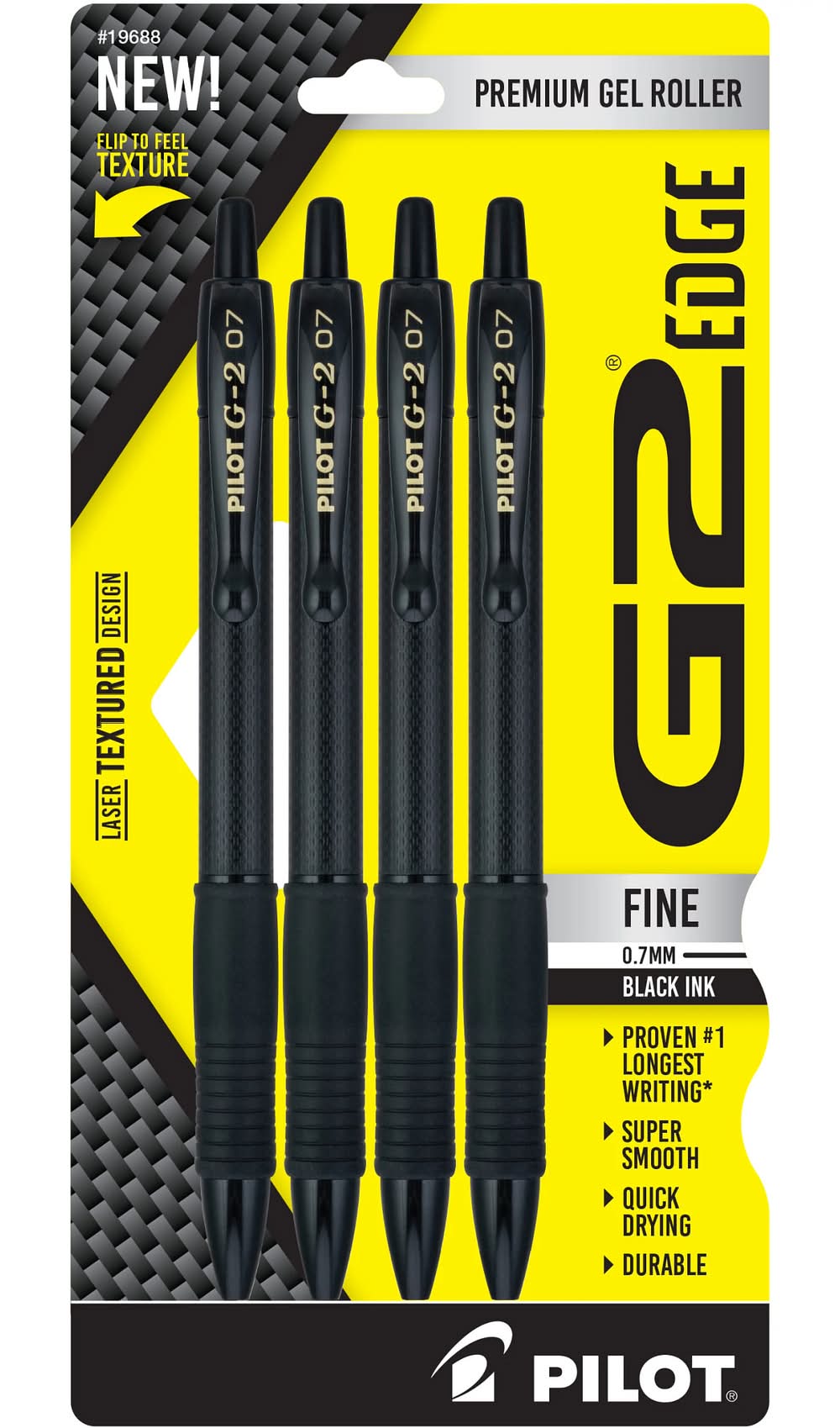 Pilot G2 Edge Premium Retractable Gel Ink Rolling Ball Pens, Black (4 ct)