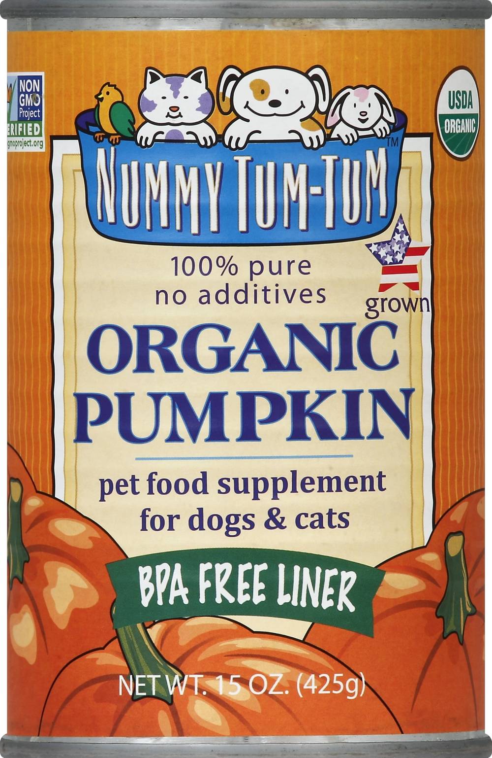 Nummy Tum Tum Organic Pet Food Supplement For Dogs and Cats, Pumpkin (15 oz)