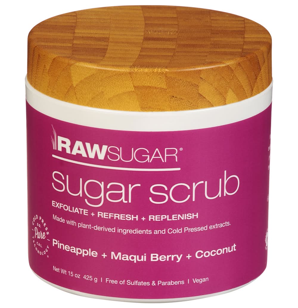 Raw Sugar Body Scrub, Pineapple-Maqui Berry-Coconut (15 oz)