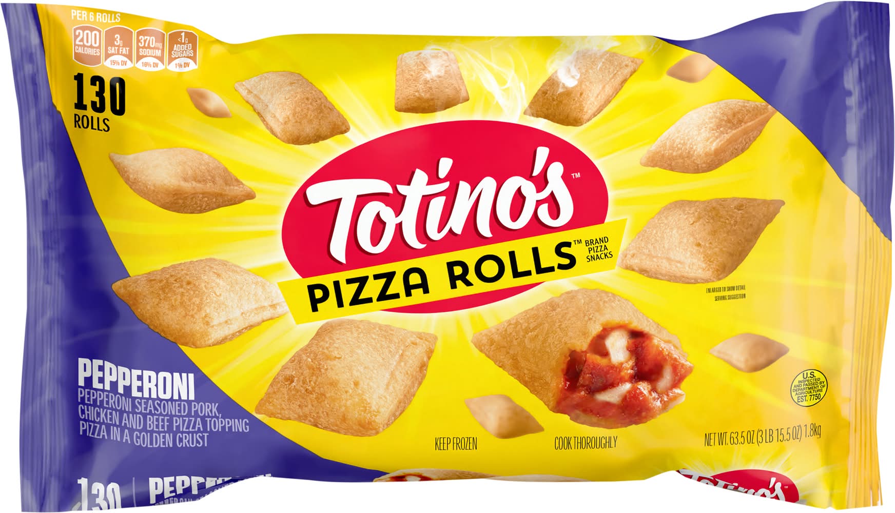 Totino's Pizza Rolls Snacks, Pepperoni (63.5 oz, 130 ct)