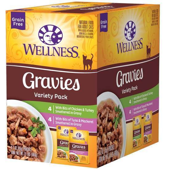 Wellness Complete Health Indulgence Grain Free Chicken Gravy Variety pack Wet Cat Food, 3 Oz., Count Of 8