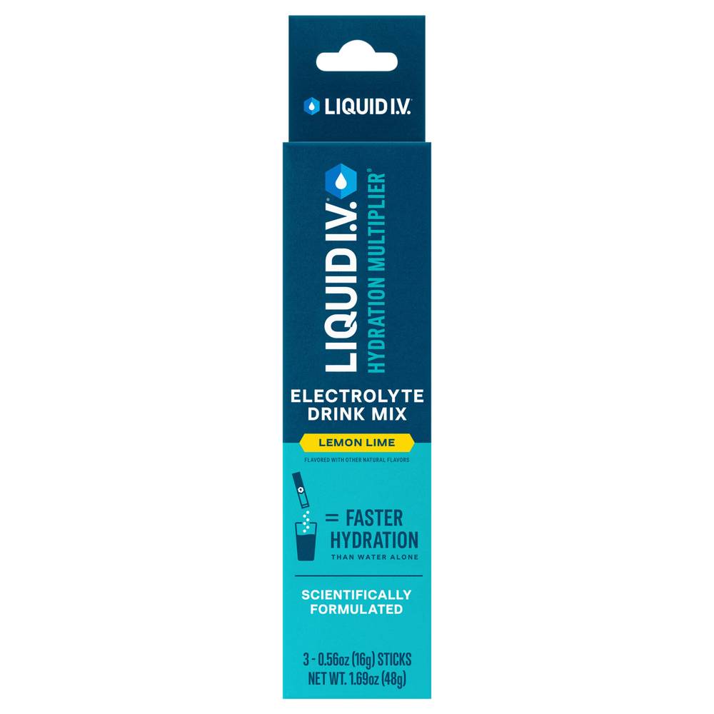 Liquid I.V. Hydration Multiplier Electrolyte Drink Mix, Lemon Lime (3 x 0.56 oz)