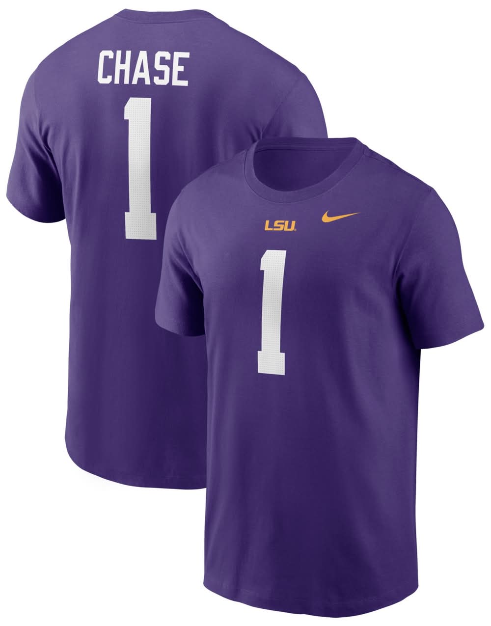 Nike Men's LSU Tigers Ja'Marr Chase #1 Purple Jersey T-Shirt (XXL)
