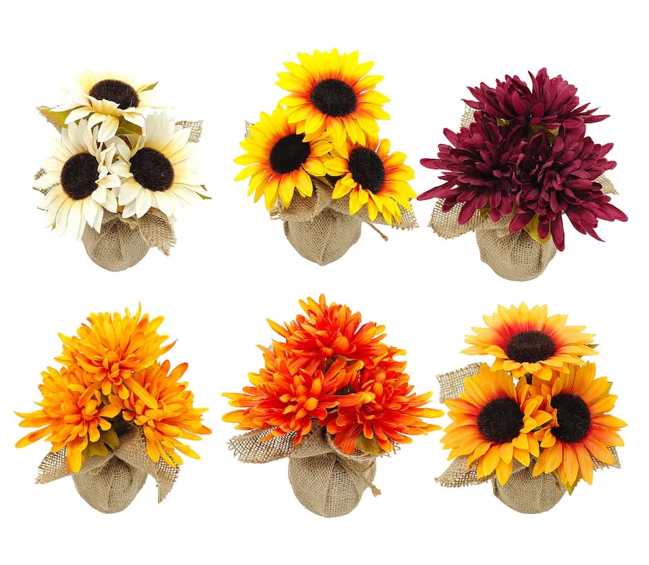 Harvest Burlap Potted Floral Decor, Assorted