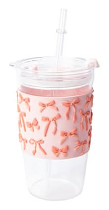 Ciao Glass Tumbler With Straw Bows