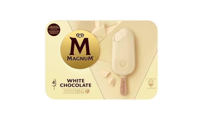 Magnum White Chocolate Ice Cream Sticks 4 x 100 ml