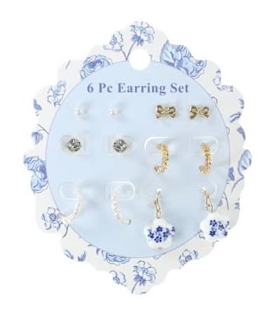 Girlitude Earrings 6-Pack Blue Coquette