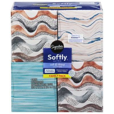 Signature Select Family pack Ultra Softly Facial Tissue, 20.8 Cm * 21.3 Cm (4 ct)