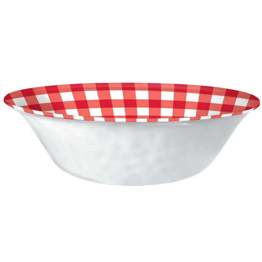 Red Gingham Melamine Bowl, 11.5in