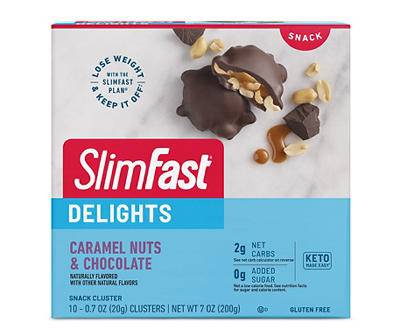 SlimFast Delights Cluster Snacks, Caramel Nuts & Chocolate (10 x 0.7 oz)