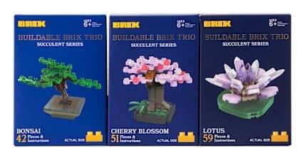 Succulent Buildable Brix Trio 3-Pack Bonsai/Cherry Blossom/Lotus