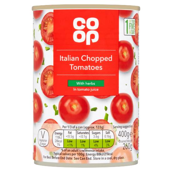 Co-Op Italian Chopped Tomatoes With Herbs 400g