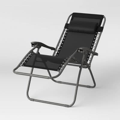 Room Essentials Zero Gravity Outdoor Portable Folding Lounge Chair, Black