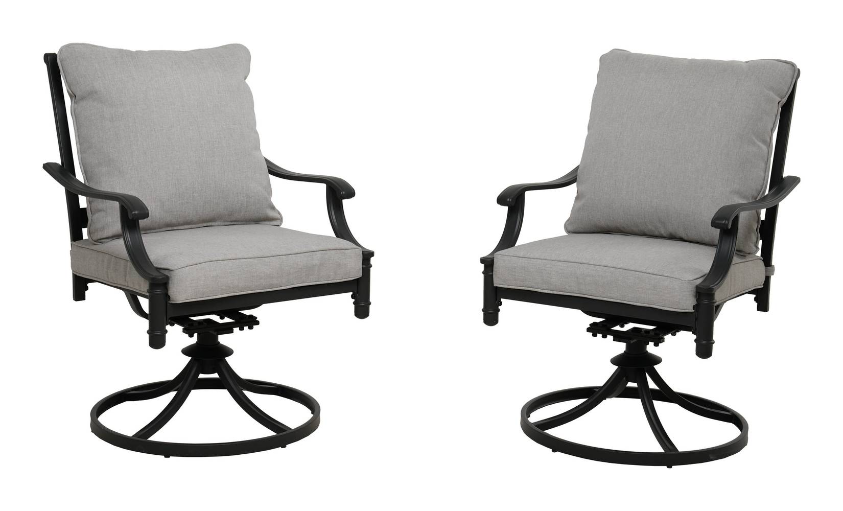 allen + roth Thomas Lake Set of 2 Gray Steel Frame Swivel rocker Dining Chair with Gray Cushioned Seat | LOS23006-SR01
