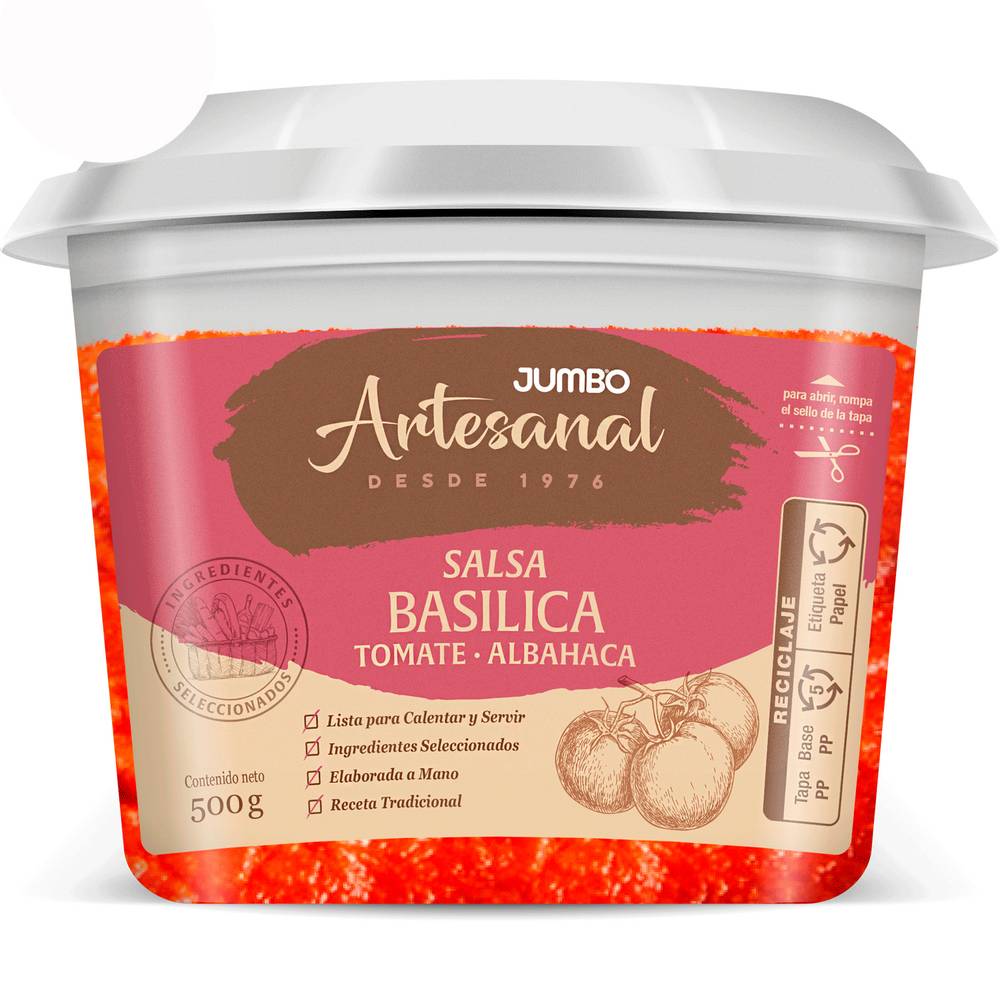 Jumbo Artesanal · Salsa basilica tomate albahaca (500 g)