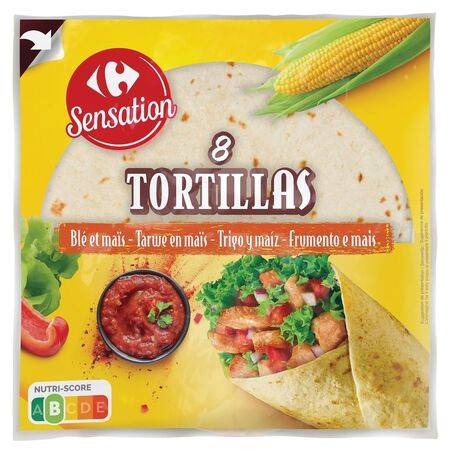 Bio - Tortillas blé & maïs CARREFOUR SENSATION - le paquet de 8 - 320g