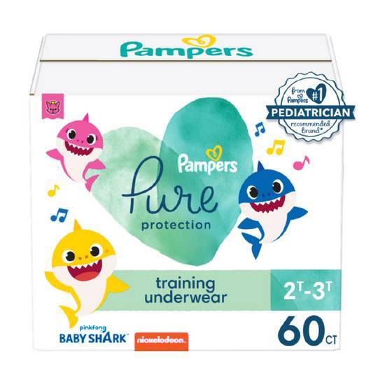 Pampers Pure Protection Training Underwear, Size 4 2t-3t, 60 Count