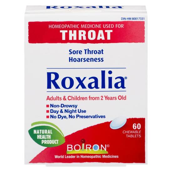 Boiron Roxalia Homeopathic Sore Throat Medicine (60 units)