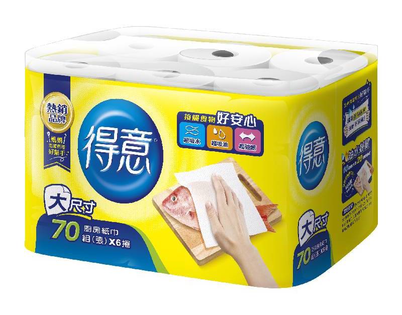 得意廚房紙巾70PCx6捲 <70PC張 x 6 x 1Pack包>