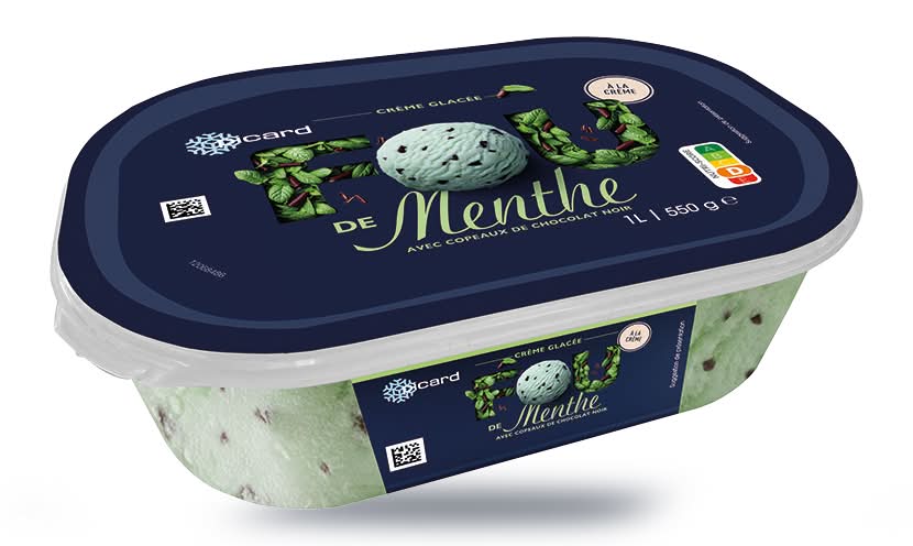 Crème glacée menthe, avec copeaux de chocolat